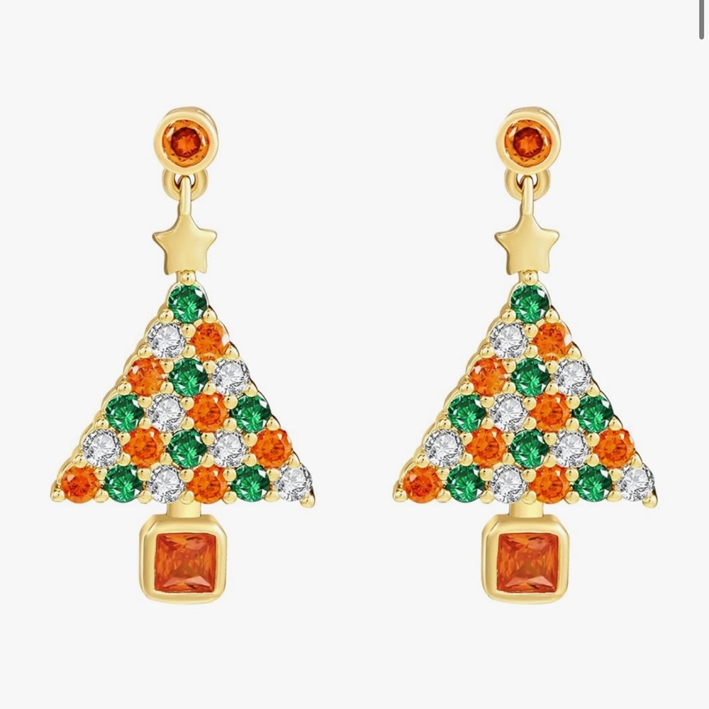 NWT Christmas Earrings for Women Christmas Tree Stud Earrings Cubic Zirconia